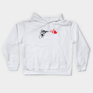 Graffiti Military Rifle Shooting Out Hearts Artsy Kids Hoodie